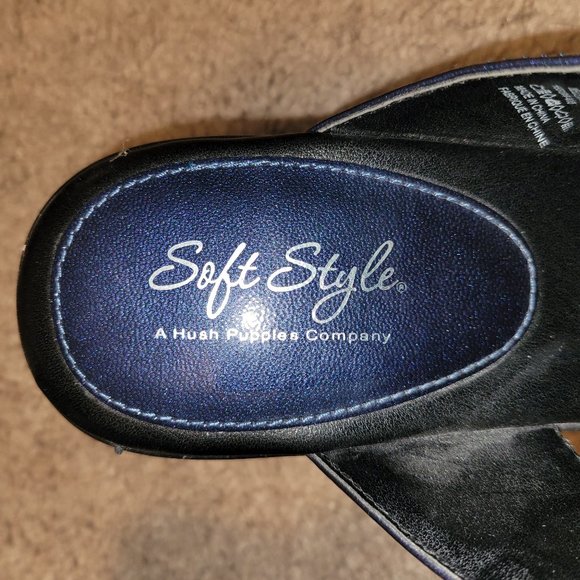 FINAL PRICE Hush Puppies Navy Elastic Strappy Wedge Sandals 9 - Picture 5 of 7